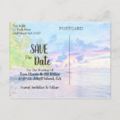 Palm Beach Sunset Wasserfarbe Save the Date Ankündigungspostkarte (Rückseite)