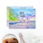 Palm Beach Sunset Wasserfarbe Save the Date Ankündigungspostkarte