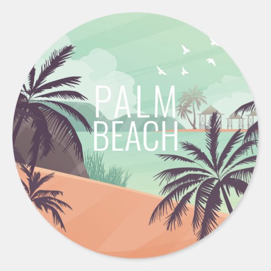 Palm Beach Szene mit sanften Farben Runder Aufkleber (Vorderseite)