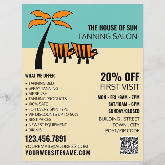 Palm Beach, Tanning Salon Werbung Flyer (Vorne)