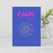 Palm Beach, Travel Art, Florida, Blue Dankeskarte (Stehend Vorderseite)