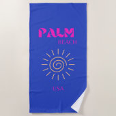 Palm Beach, Travel Art, Florida, Blue Strandtuch (Vorderseite)