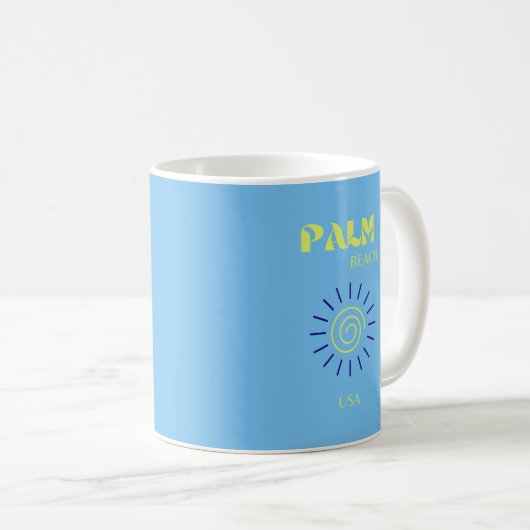 Palm Beach, Travel Art, Florida, Preppy, Blue Kaffeetasse (VorderseiteRechts)