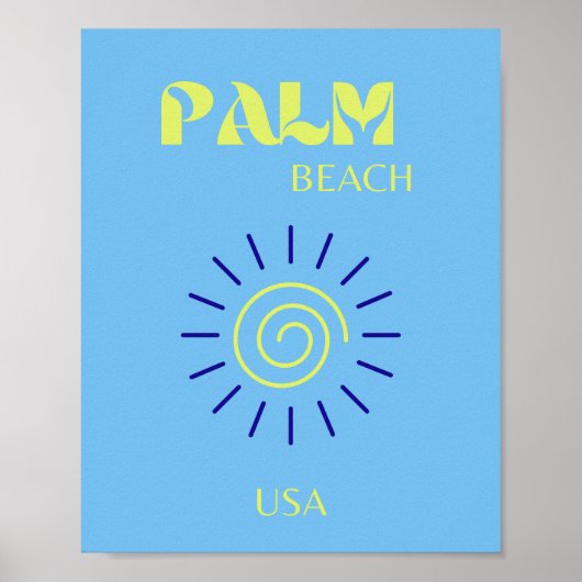 Palm Beach, Travel Art, Florida, Preppy, Blue Poster (Vorne)