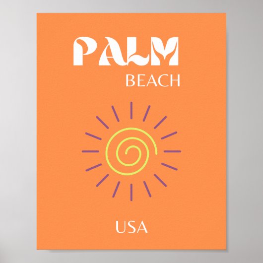 Palm Beach, Travel Art, Preppy, Orange Poster (Vorne)