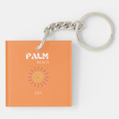 Palm Beach, Travel Art, Preppy, Orange Schlüsselanhänger (Rückseite)