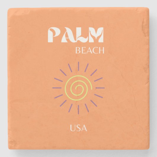 Palm Beach, Travel Art, Preppy, Orange Steinuntersetzer (Vorderseite)