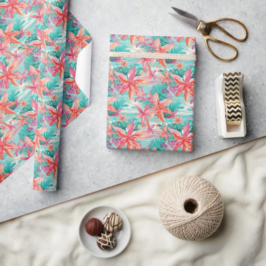 Palm Beach Tropical Beach Blume Geschenkpapier (Kunsthandwerk)