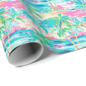 Palm Beach Tropical Beach Geschenkpapier (Rolleneckpunkt)