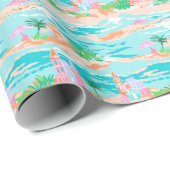 Palm Beach Tropical Beach Sand Castle Geschenkpapier (Rolleneckpunkt)