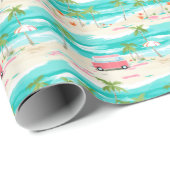 Palm Beach Tropical Beach Surf Van Geschenkpapier (Rolleneckpunkt)