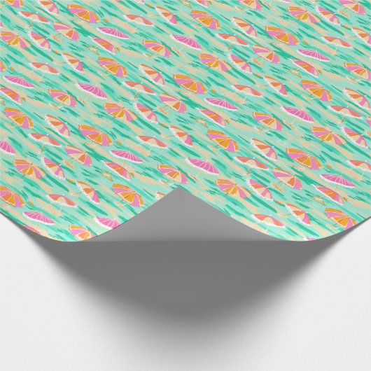 Palm Beach Tropical Beach Umbrellas Geschenkpapier (Ecke)