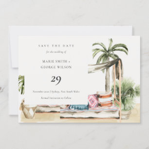 Palm Beach Tropical Cabana Save the Date Card Dankeskarte
