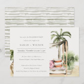 Palm Beach Tropical Cabana Verlobung laden Dankeskarte (Vorne/Hinten)