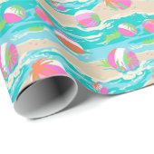 Palm Beach Tropical Island Beach Balls Geschenkpapier (Rolleneckpunkt)