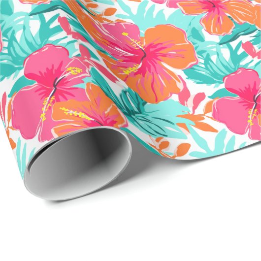 Palm Beach Tropical Island Blume Geschenkpapier (Rolleneckpunkt)