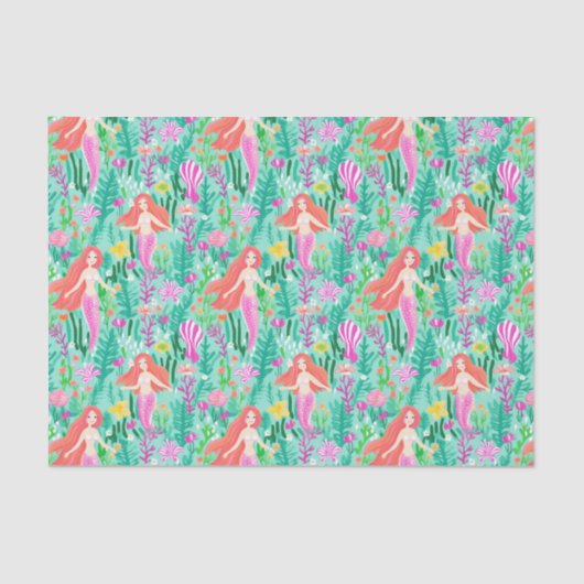 Palm Beach Tropical Island Mermaids Seidenpapier (Vorderseite)