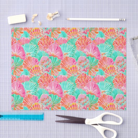 Palm Beach Tropical Island Ocean Seashells Seidenpapier (Handwerk)