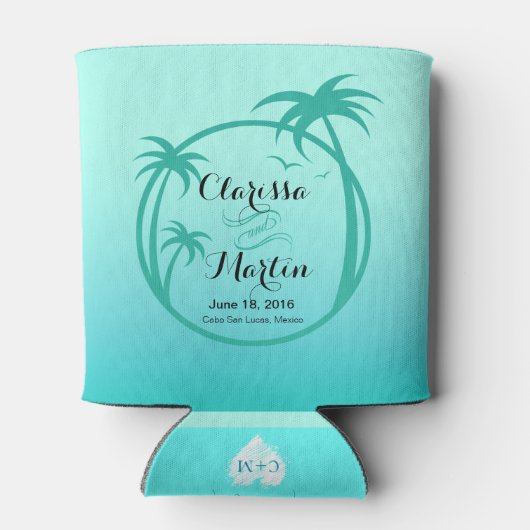 Palm Beach Tropical Logo | Aqua Dosenkühler (Rückseite)