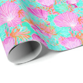 Palm Beach Tropical Ocean Seashells Geschenkpapier (Rolleneckpunkt)