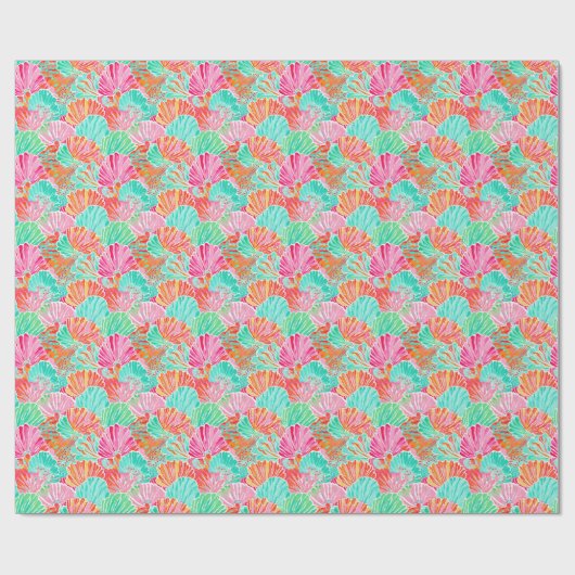 Palm Beach Tropical Ocean Seashells Geschenkpapier (Flach)