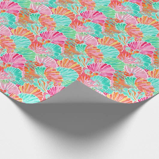 Palm Beach Tropical Ocean Seashells Geschenkpapier (Ecke)