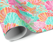 Palm Beach Tropical Ocean Seashells Geschenkpapier (Rolleneckpunkt)