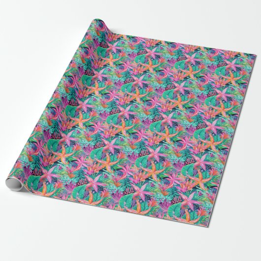 Palm Beach Tropical Ocean Starfish Geschenkpapier (Ungerollt)