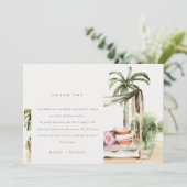 Palm Beach Tropical Palm Beach Cabana Wedding Dankeskarte (Stehend Vorderseite)