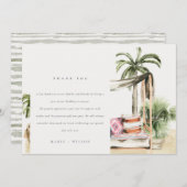 Palm Beach Tropical Palm Beach Cabana Wedding Dankeskarte (Vorne/Hinten)