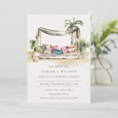 Palm Beach Tropical Palm Cabana Wedite Dankeskarte (Stehend Vorderseite)