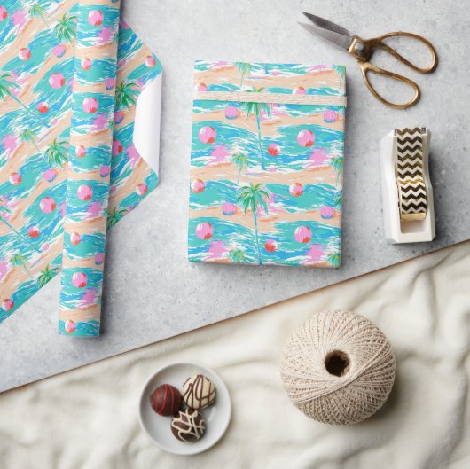 Palm Beach Tropical Palm Tree Island Beach Ball Geschenkpapier (Kunsthandwerk)