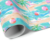 Palm Beach Tropical Palm Tree Island Beach Ball Geschenkpapier (Rolleneckpunkt)