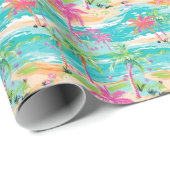 Palm Beach Tropical Palm Tree Island Geschenkpapier (Rolleneckpunkt)