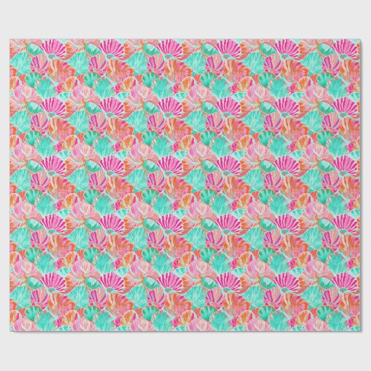 Palm Beach Tropical Seashells Geschenkpapier (Flach)