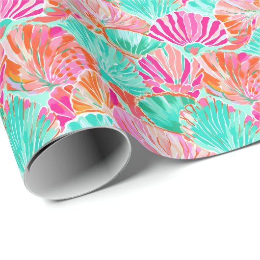Palm Beach Tropical Seashells Geschenkpapier (Rolleneckpunkt)