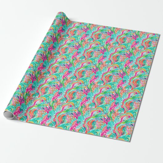 Palm Beach Tropical Underwater Coral Geschenkpapier (Ungerollt)