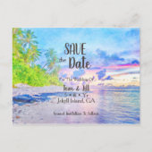 Palm Beach Watercolor Foto Save the Date Ankündigungspostkarte (Vorderseite)