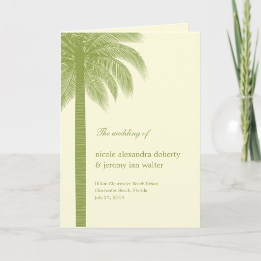 Palm Beach Wedding Program Card - Green Programm (Vorderseite)
