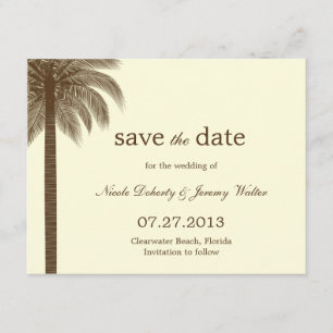 Palm Beach Wedding rettet die Datumskarten - braun Save The Date