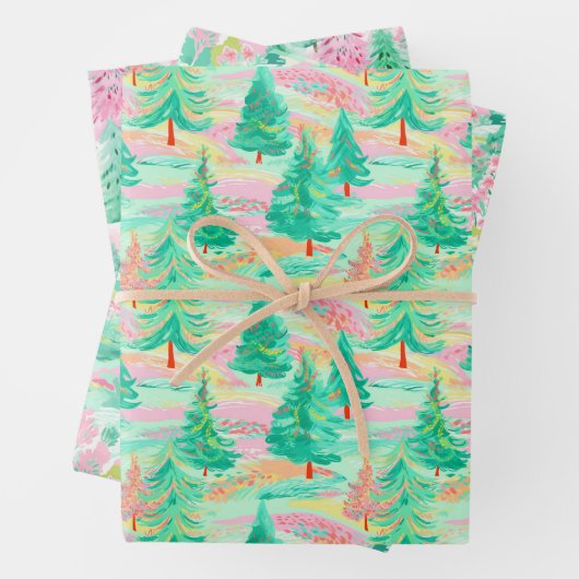 Palm Beach Weihnachten Farbe Rosa & Grün Geschenkpapier Set (Beispiel)