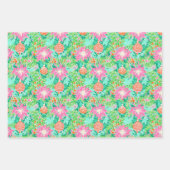 Palm Beach Weihnachten Farbe Rosa & Grün Geschenkpapier Set (Vorderseite 3)