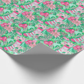 Palm Beach Weihnachten Farbe Rosa Strümpfe Geschenkpapier (Ecke)