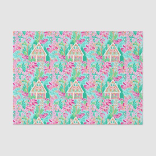 Palm Beach Weihnachten Wasserfarbe Lebkuchen Haus Seidenpapier (Vorderseite)