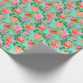 Palm Beach Weihnachten Wasserfarbe Orange Ornament Geschenkpapier (Ecke)