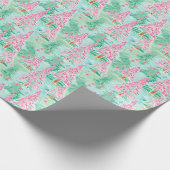 Palm Beach Weihnachten Wasserfarbe Rosa & Grüne Bä Geschenkpapier (Ecke)