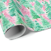 Palm Beach Weihnachten Wasserfarbe Rosa & Grüne Bä Geschenkpapier (Rolleneckpunkt)