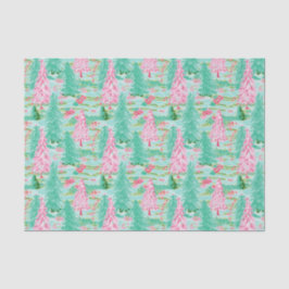 Palm Beach Weihnachten Wasserfarbe Rosa & Grüne Bä Seidenpapier