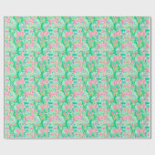 Palm Beach Weihnachten Wasserfarbe Rosa Rentier Geschenkpapier (Flach)