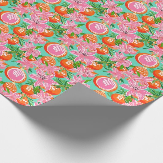 Palm Beach Weihnachten Wasserfarbe Tropische Ornam Geschenkpapier (Ecke)